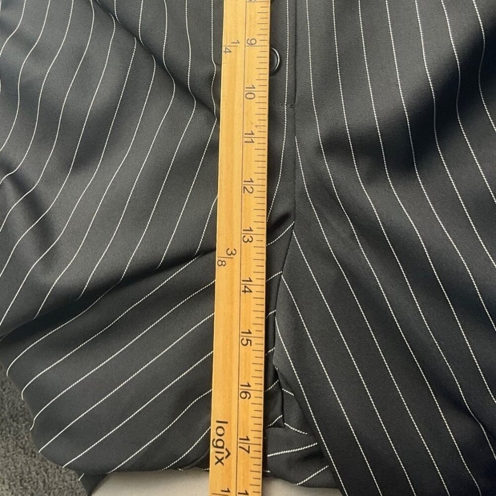 Unique Vintage XL Thelma Black Pinstripe High-Waisted Wide-Leg Pants Suspenders - Picture 13 of 16